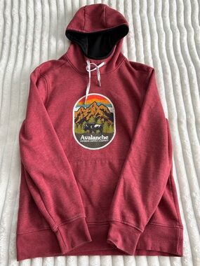 Avalanche Red Pullover Hoodie with Logo Tag